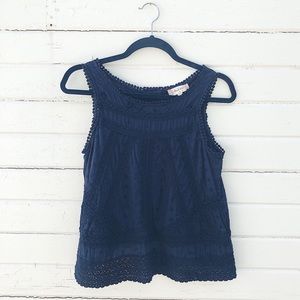 Altar'd State Navy Blue Crochet Lace Top Size M